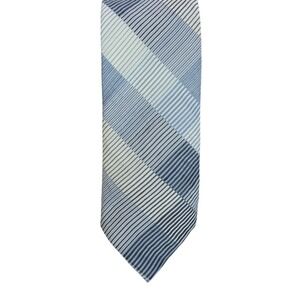 Hugo Boss Mens Silk Blend Gray Blue Textured Check Tie NWT
